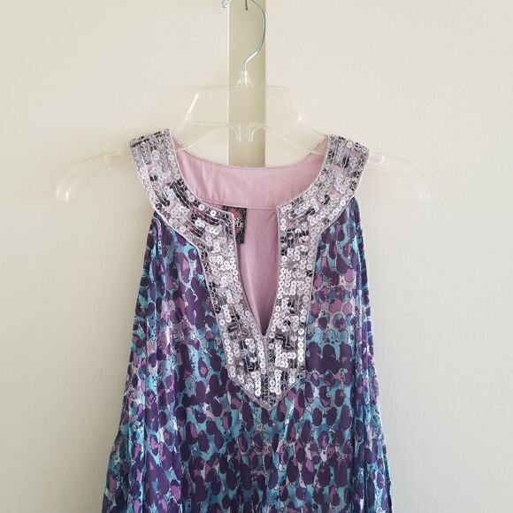 Free People Sleeveless Blouse, Prpl/Blue/Silver, S - Picture 2 of 6